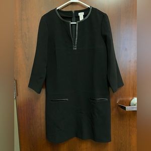 Cache black dress with leather trim